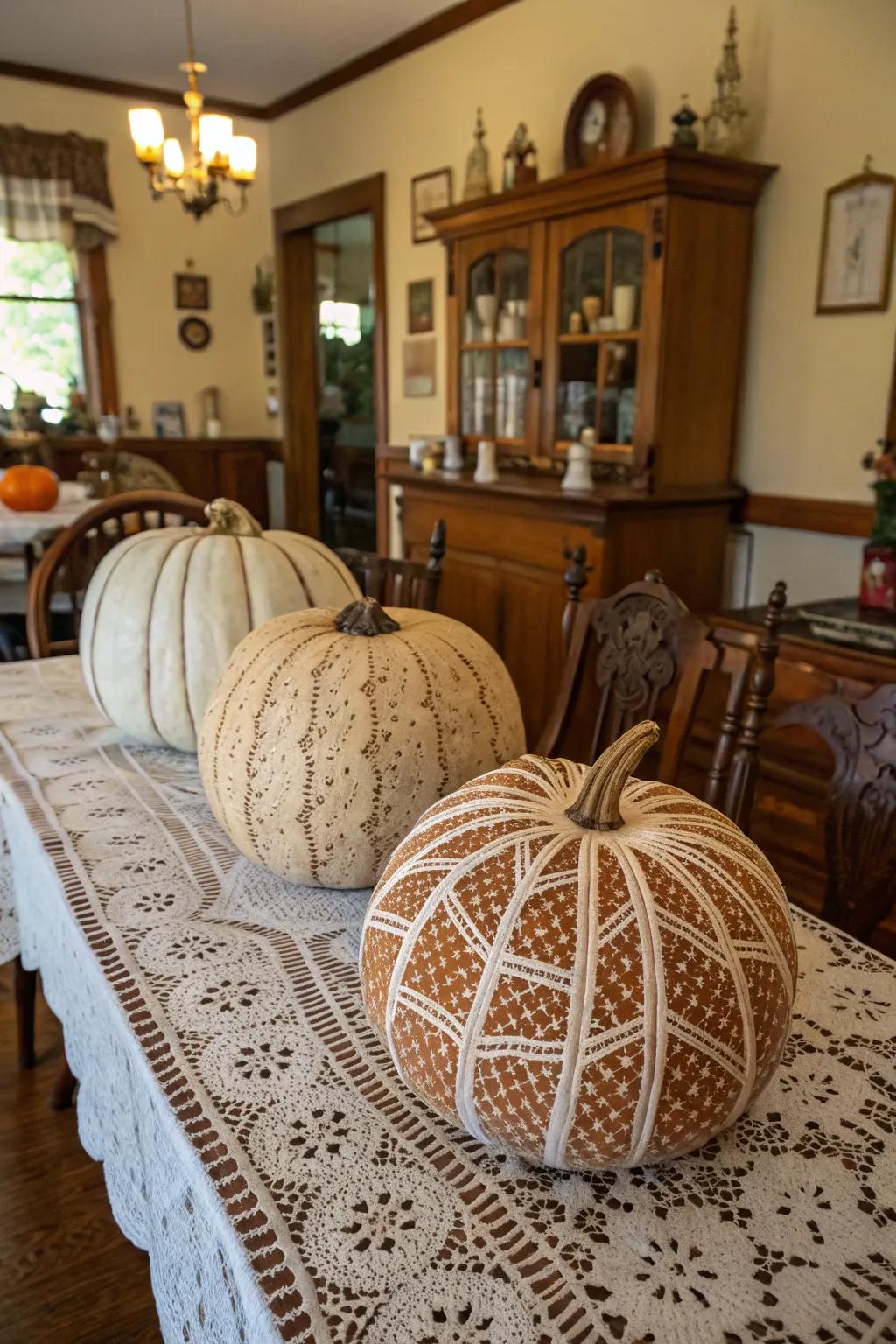Add a touch of class with refined net pattern pumpkins.