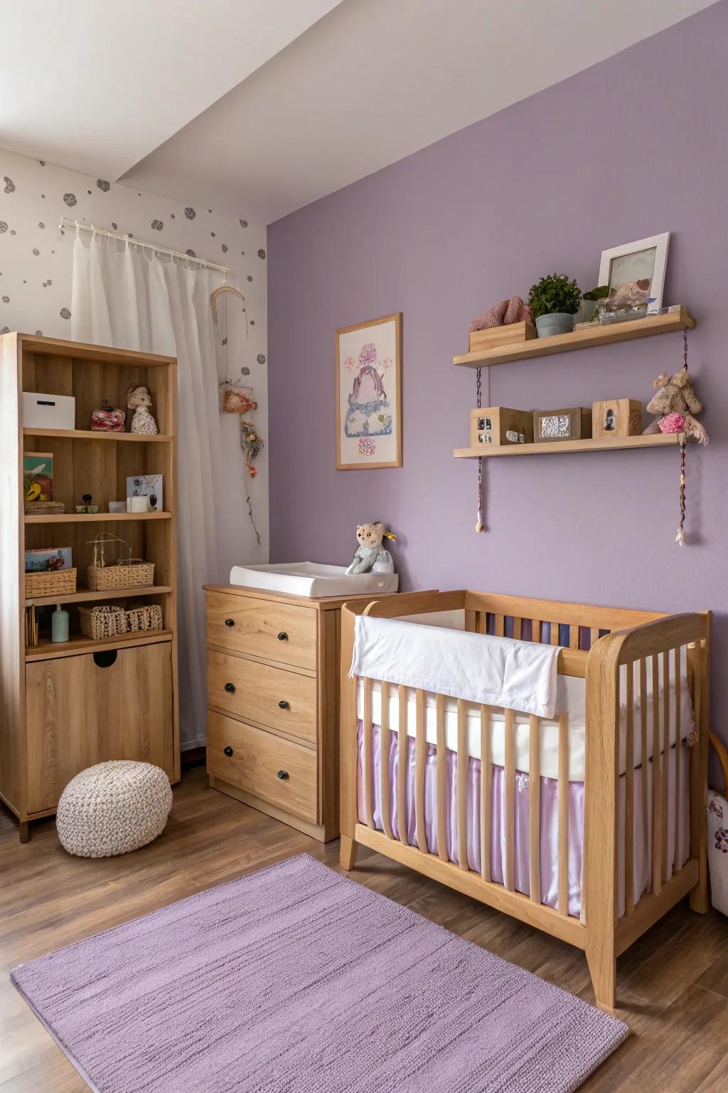 Natural elements blend beautifully with the purple theme.