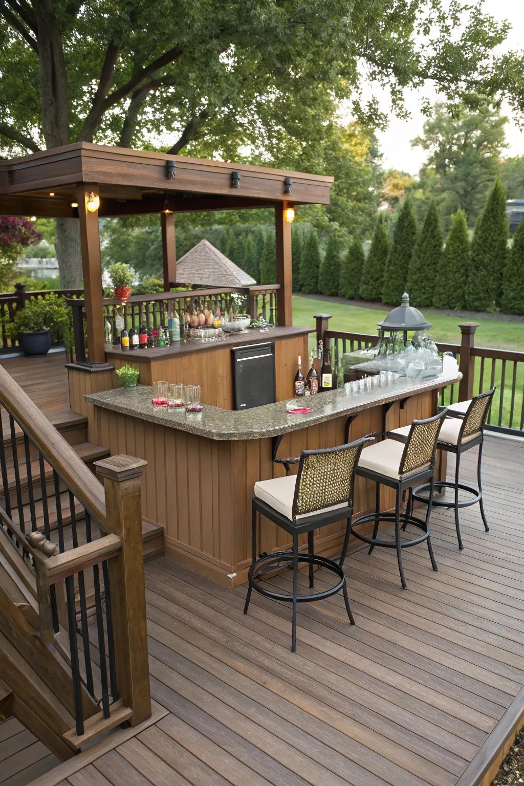 Elevate your social events with a deck bar zone.