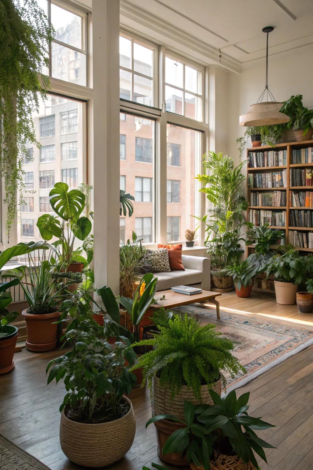 Bring life into your space using potted plants.