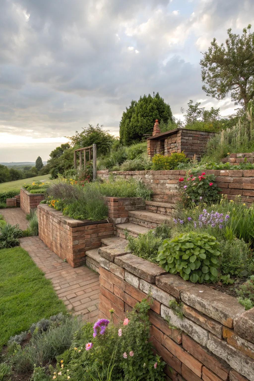 Groundbreaking retaining walls structured from repurposed materials.
