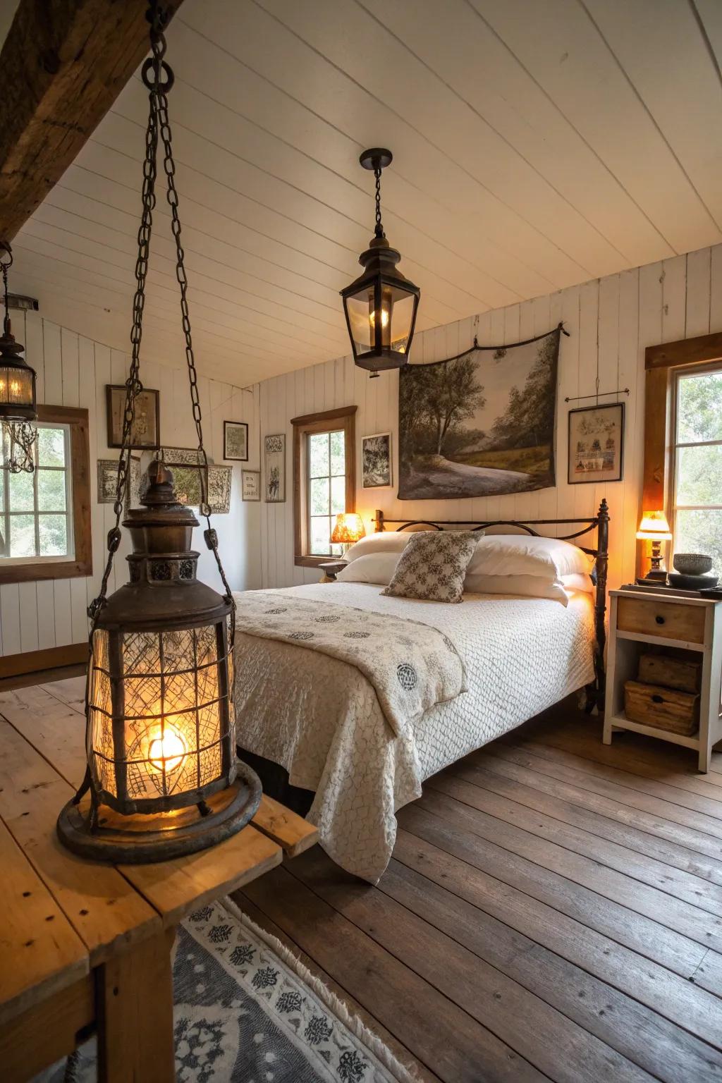 A cozy shine provided by rural lights.