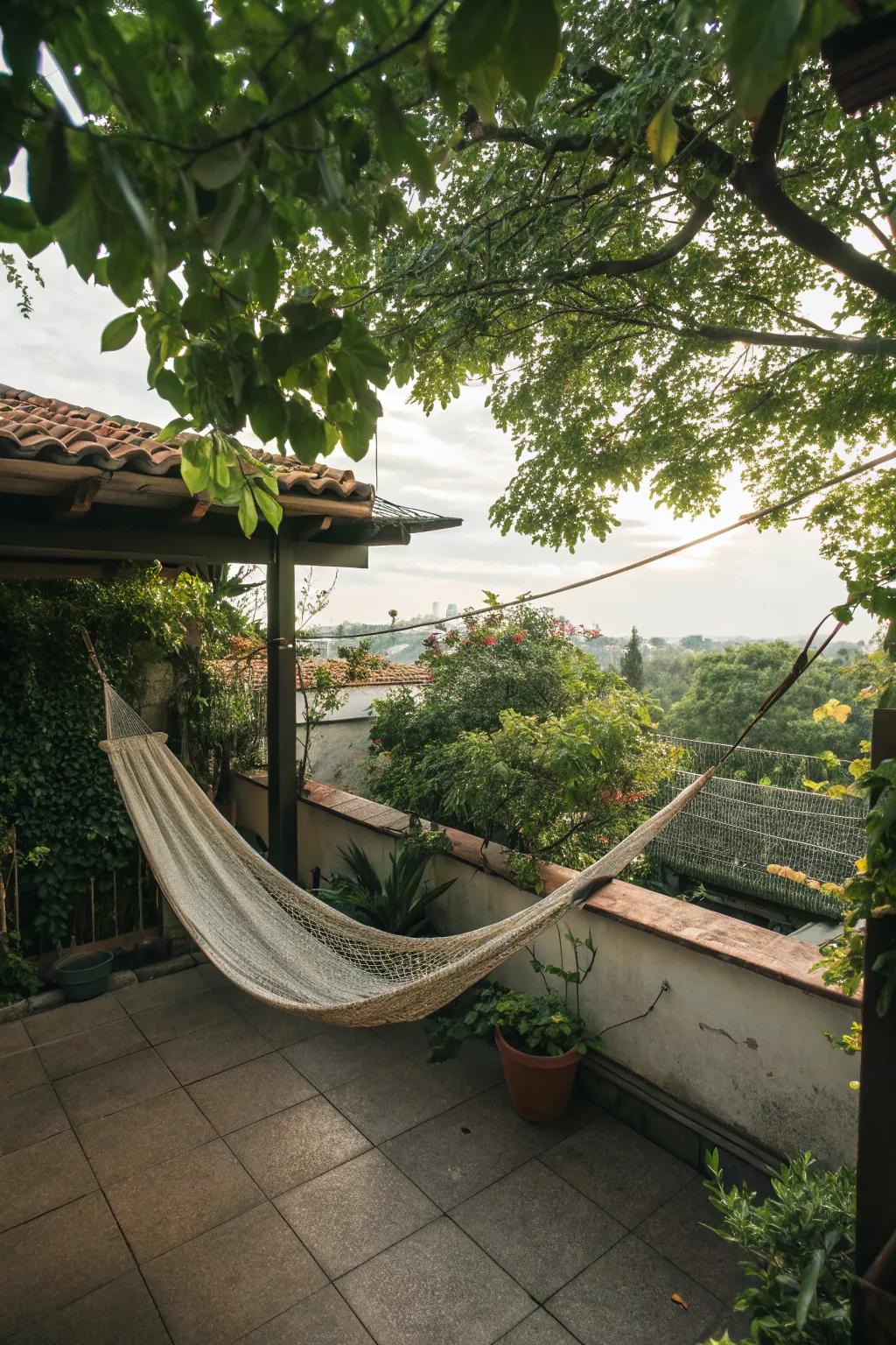 Find serenity with a cozy hammock nook.