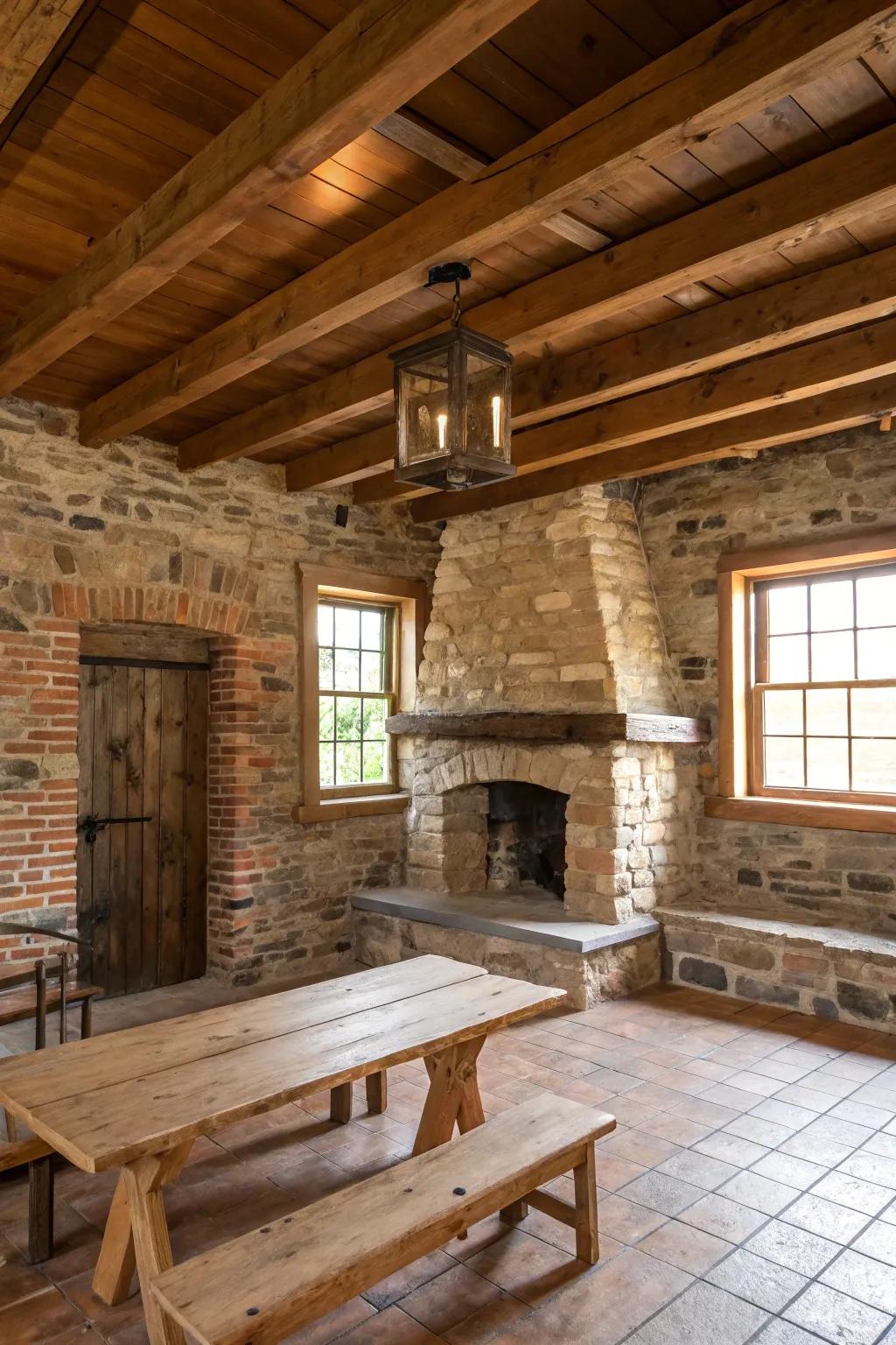 A rustic room with natural materials and charm.