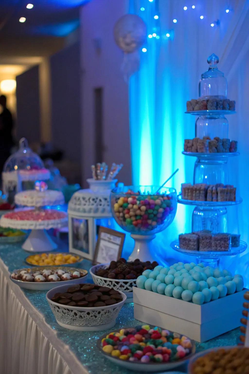 Subtle blue illumination establishing a magical ambiance.