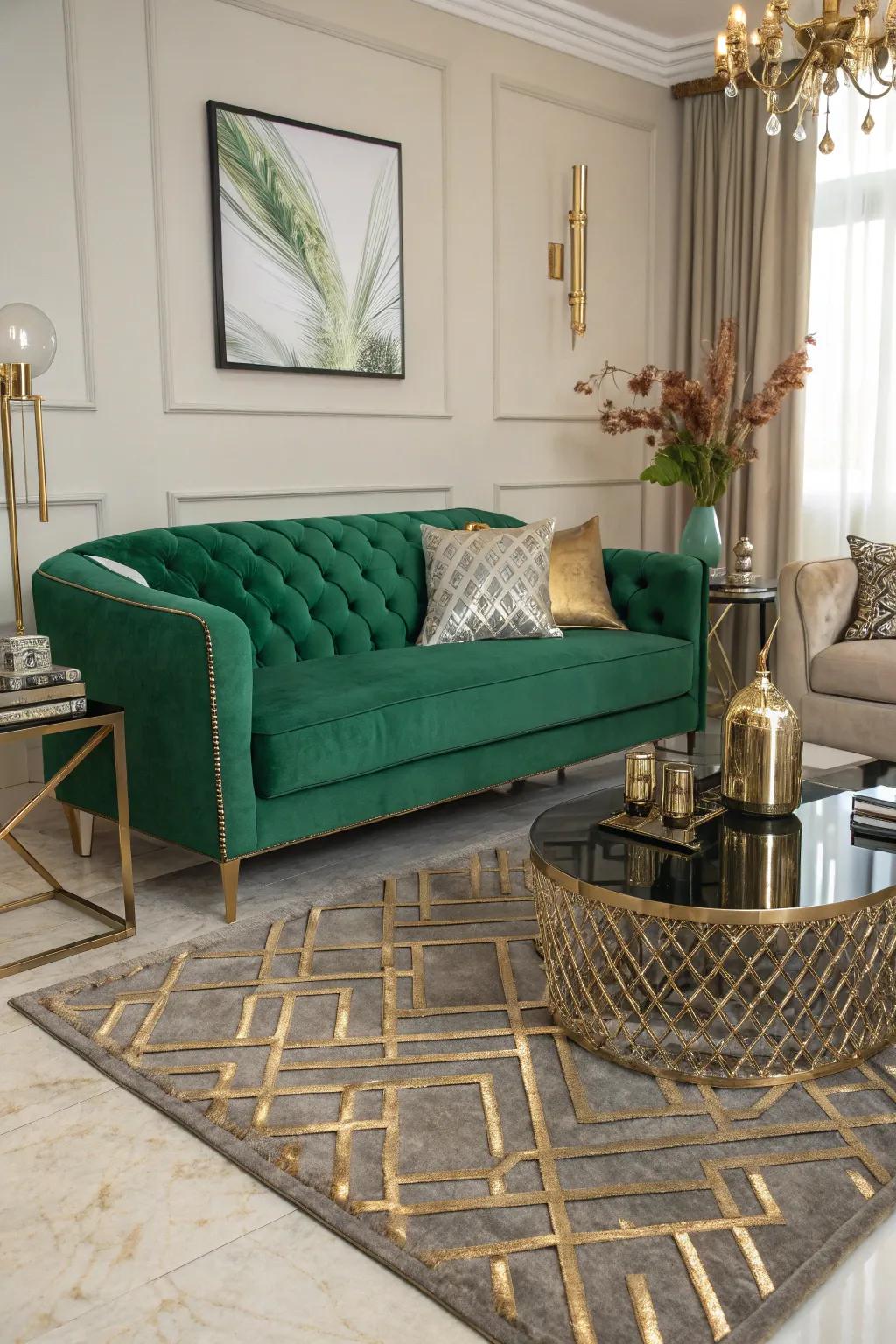 Metallic highlights introduce a contemporary and glamorous touch.