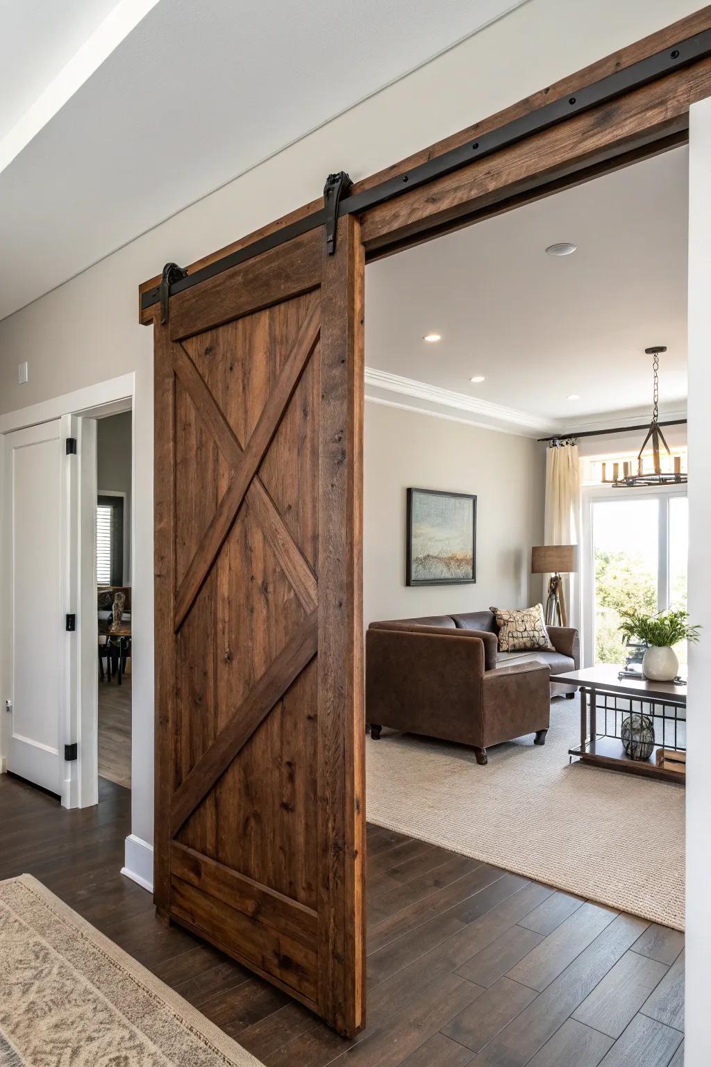 A portal defined by contrast, where dark hues meet light for an impactful statement.