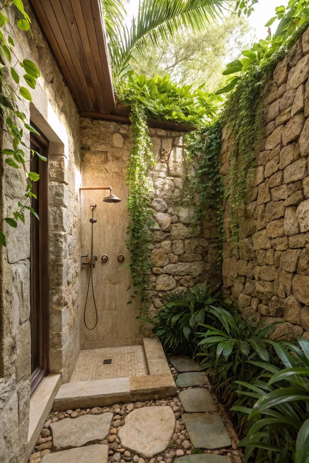 Vegetation breathes vitality into rustic designs.