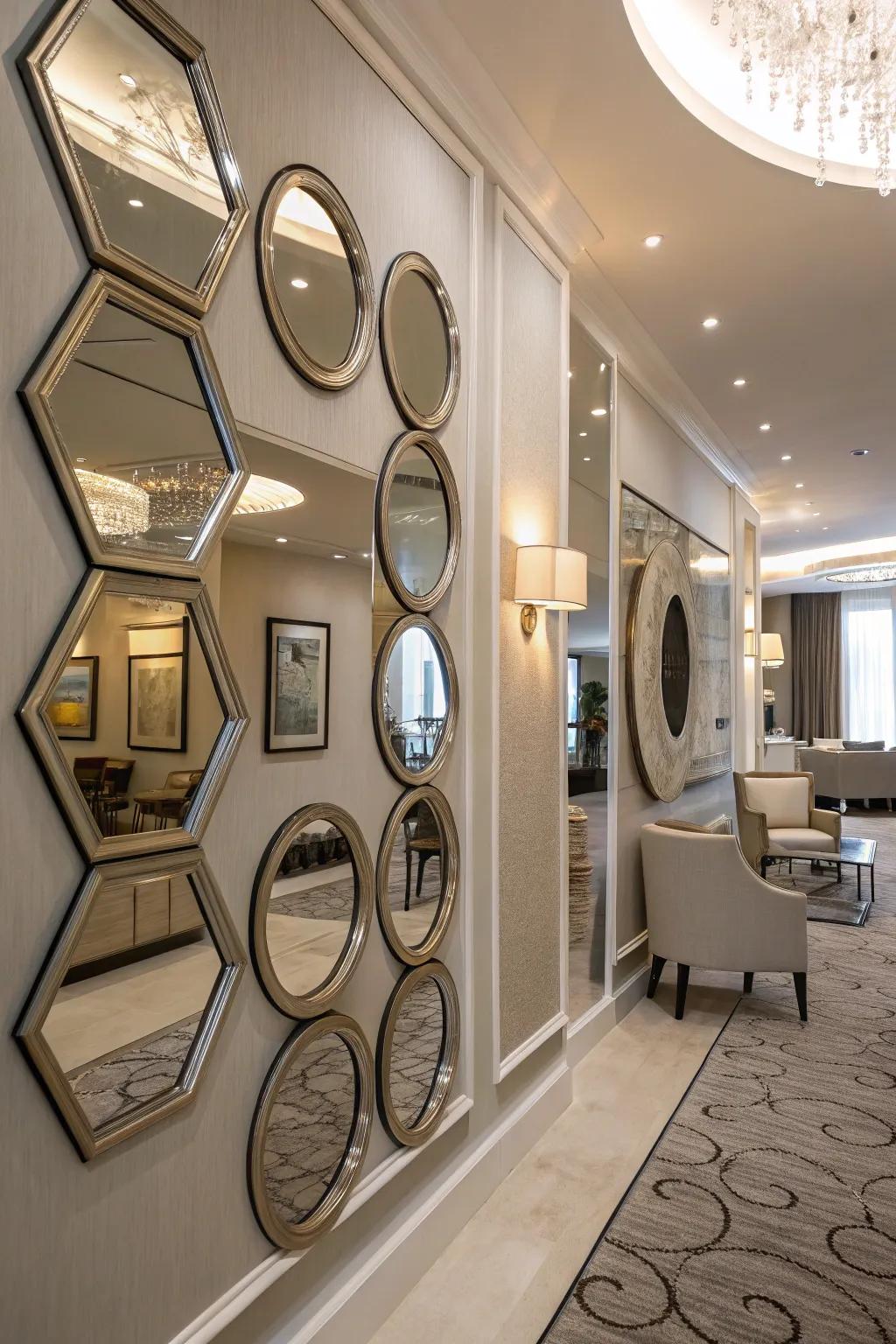Mirrors add depth and light for captivating selfies.