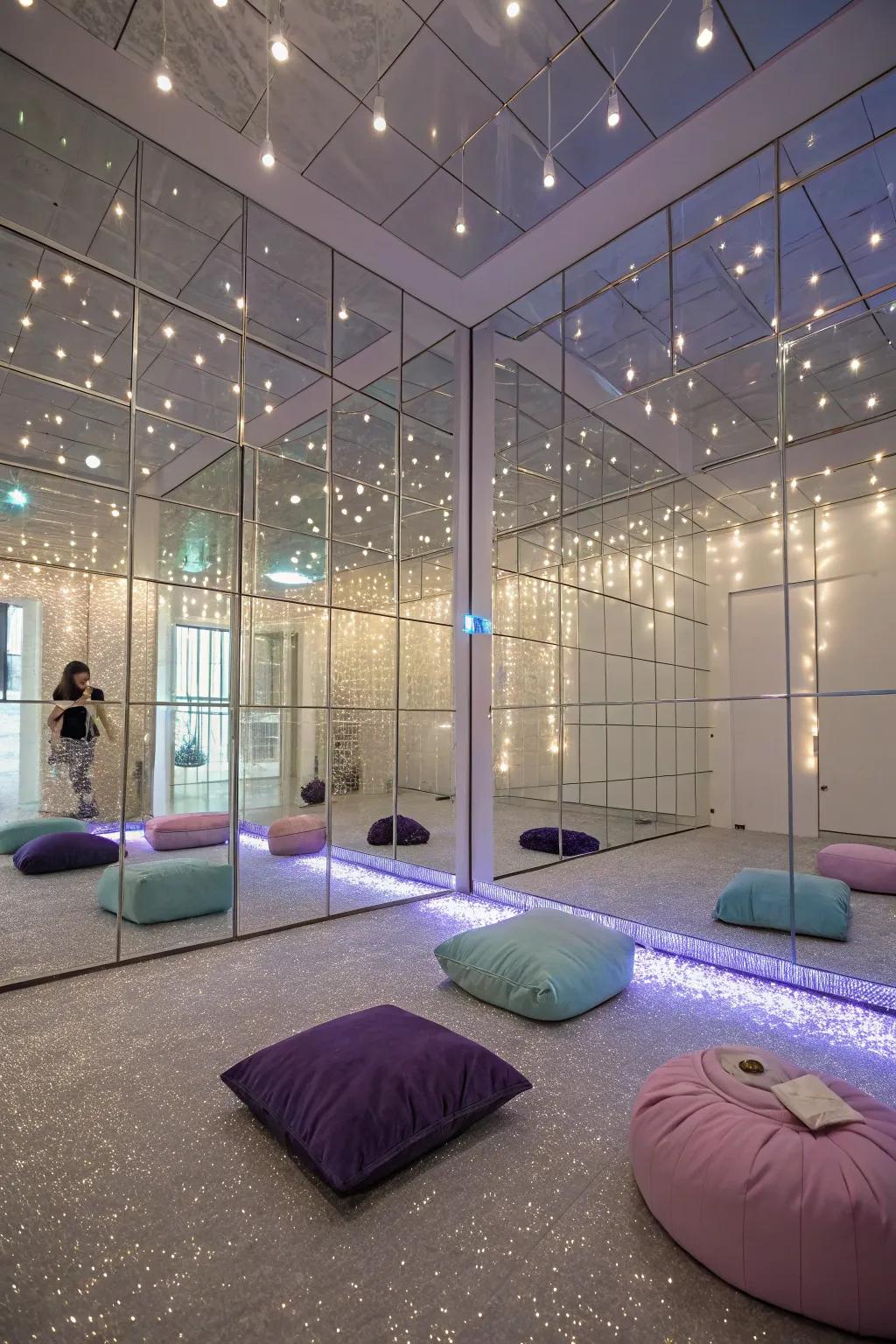 Reflective panels enhance light within the room.