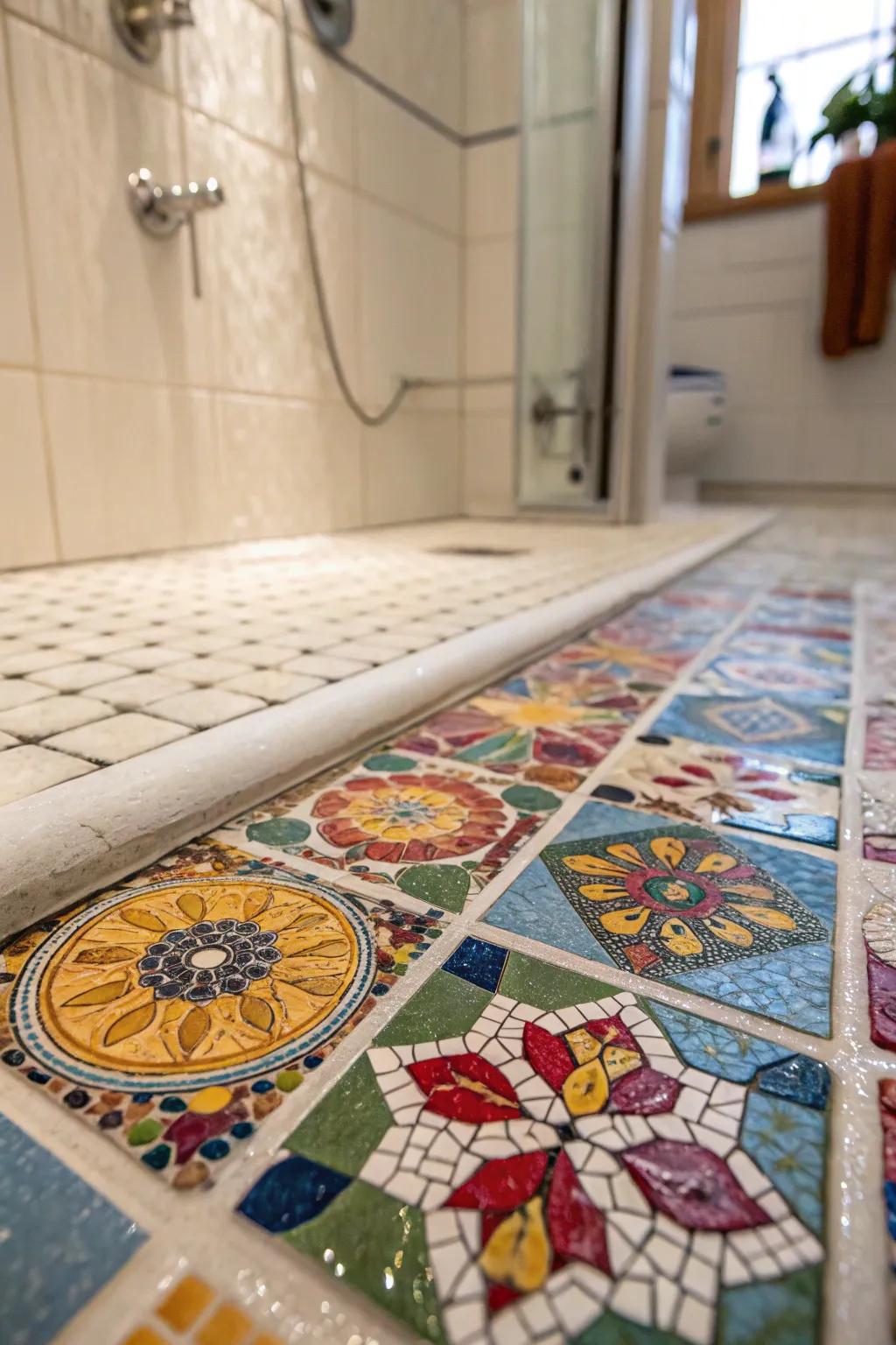 Miniature art floors cultivate a playful and artistic ambiance within your shower.