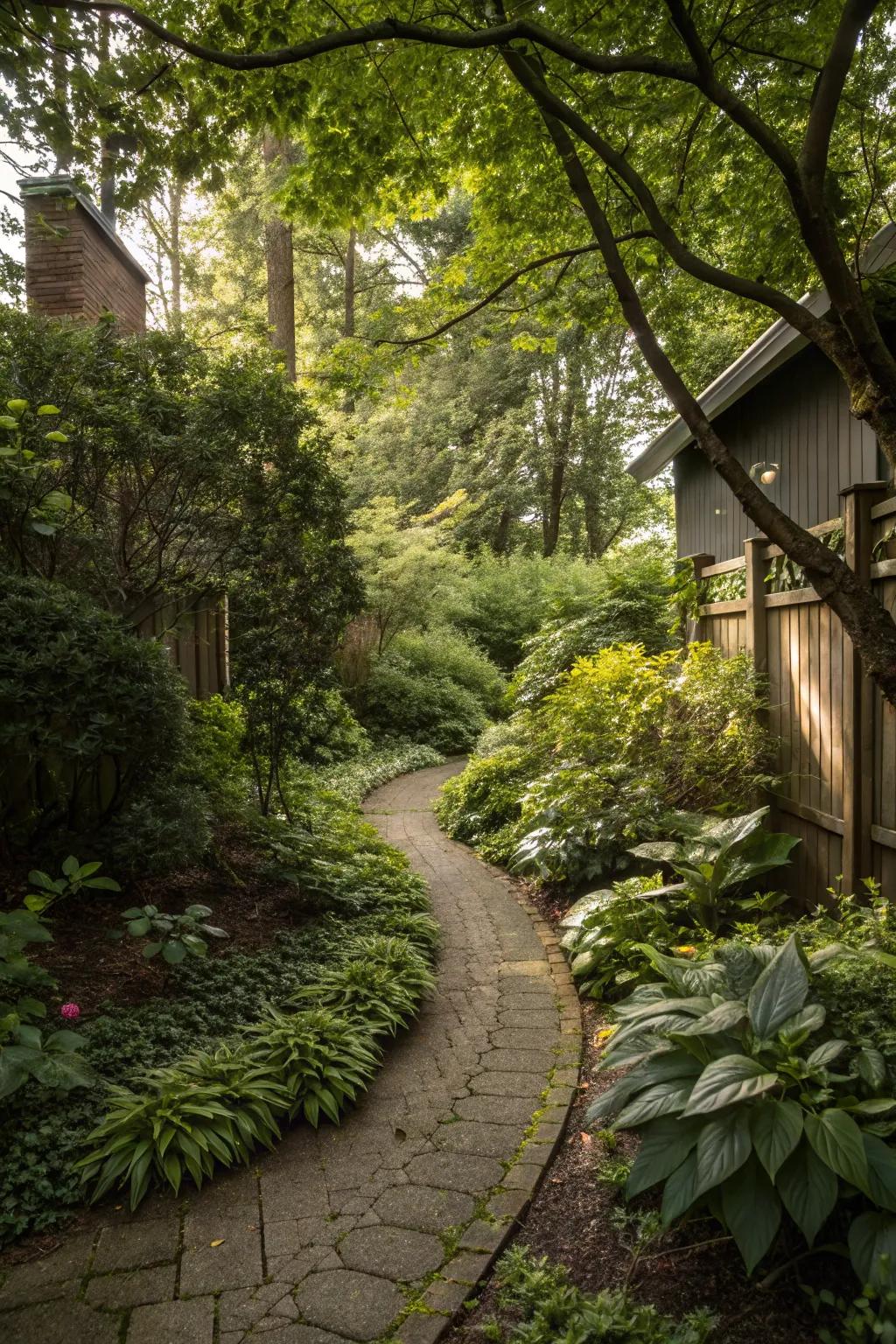 An enchanted garden path adds whimsy and intrigue.