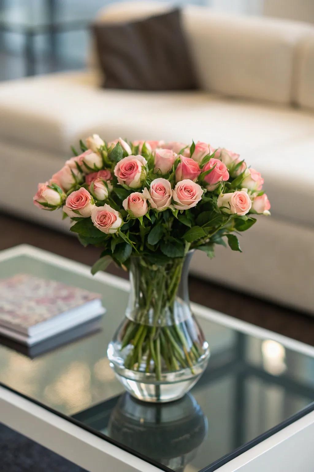 An arrangement of rose shoots symbolizes new beginnings.