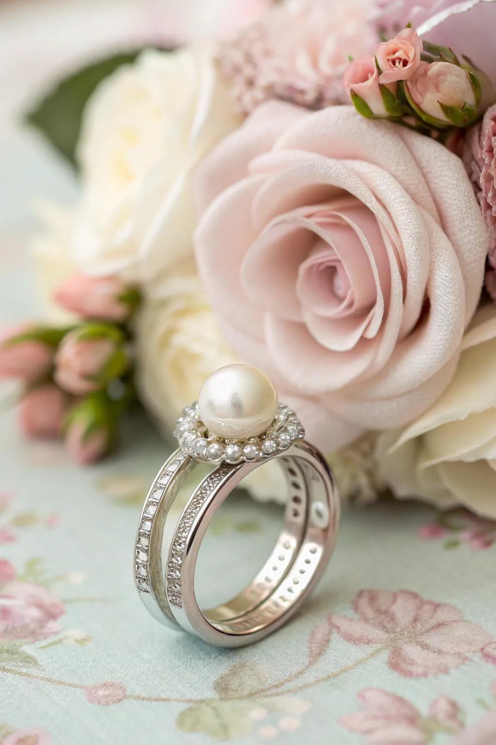 A wedding circle adorned with a gem accent for timeless beauty.