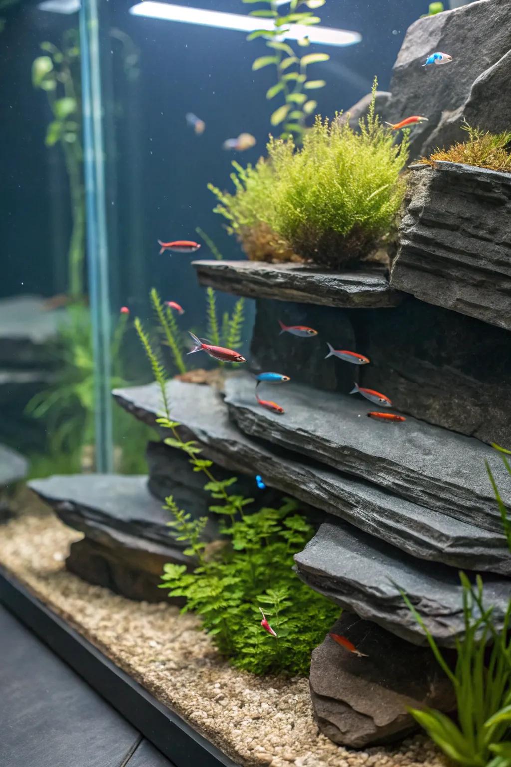 Hidden graystone racks establish an part of surprise.