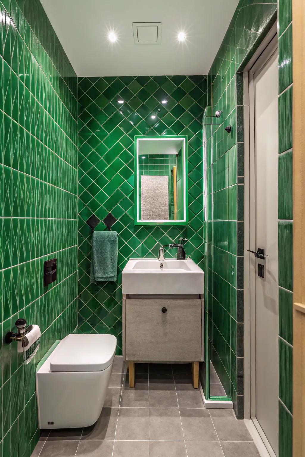 Bold statement walls add drama and focus in tight spaces.