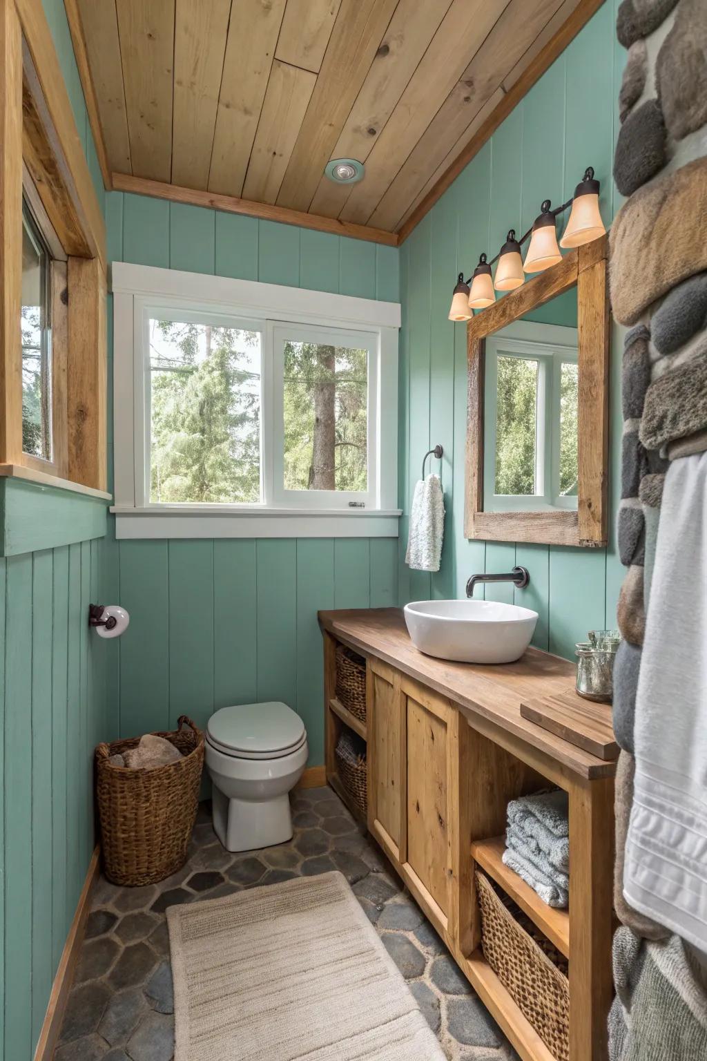 Mellow teal cultivates a tranquil and invigorating area.