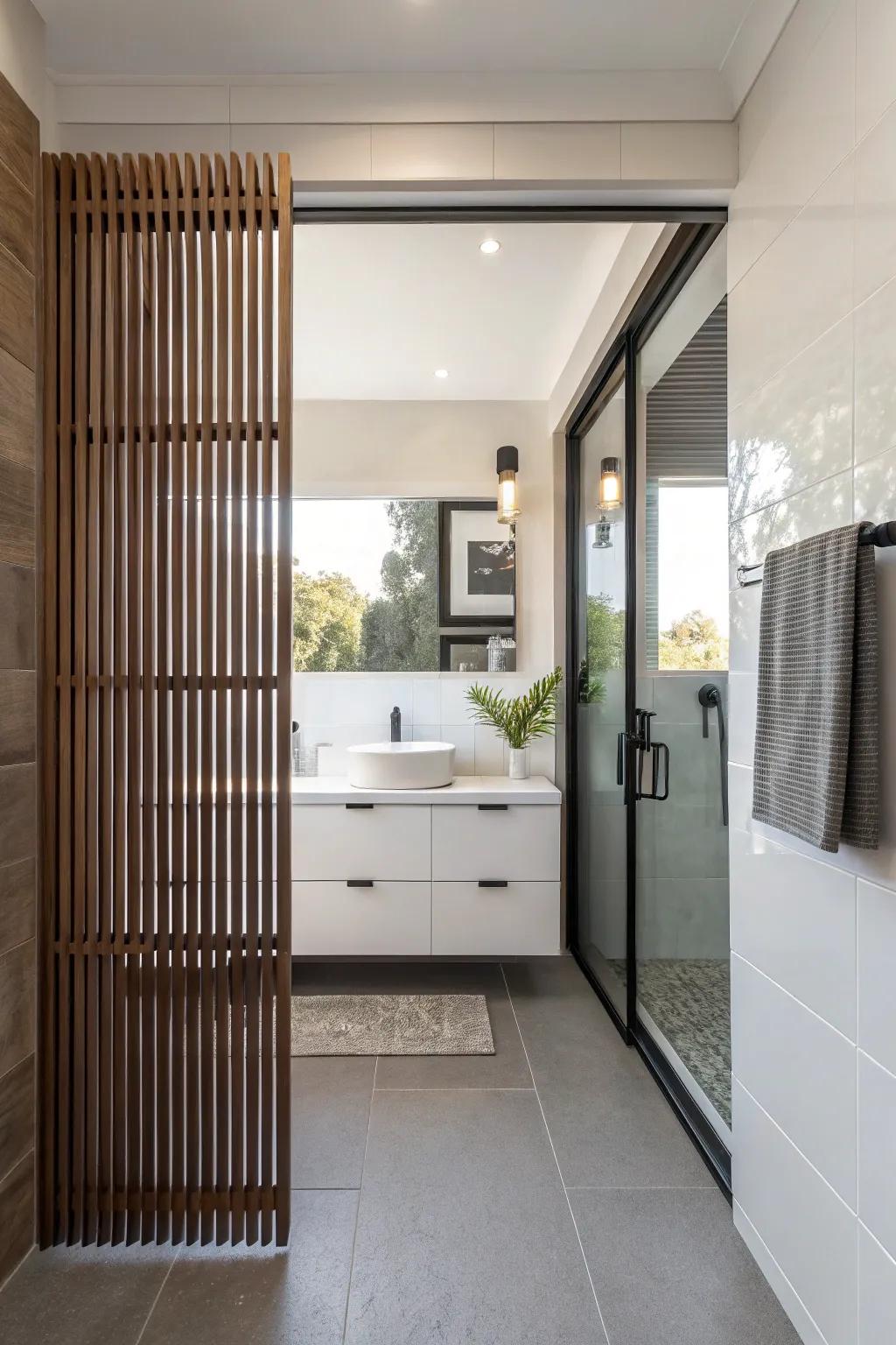 Vertical slat doors improve airflow and style.