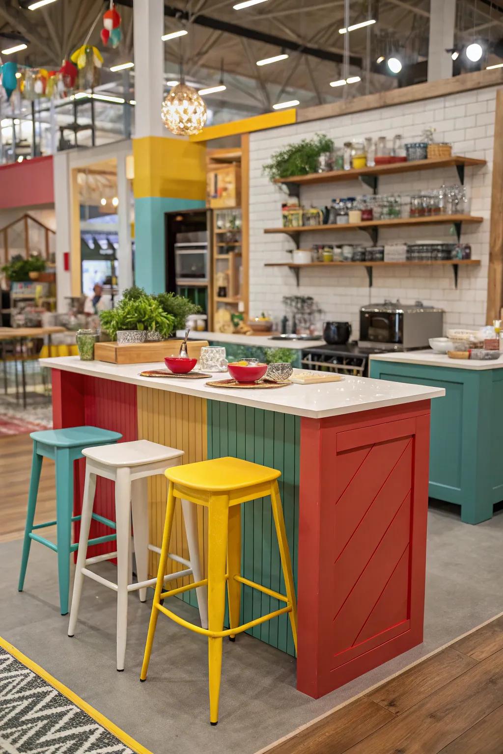 Contrasting shades impart vibrancy and interest to the centerpiece.