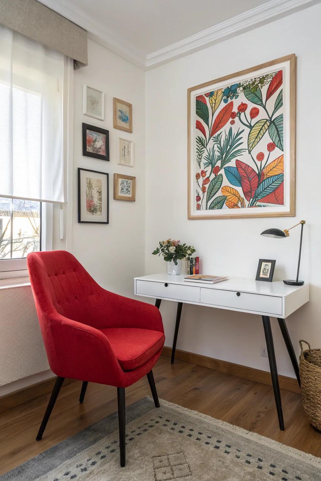 Color accents can bring energy to your workspace.