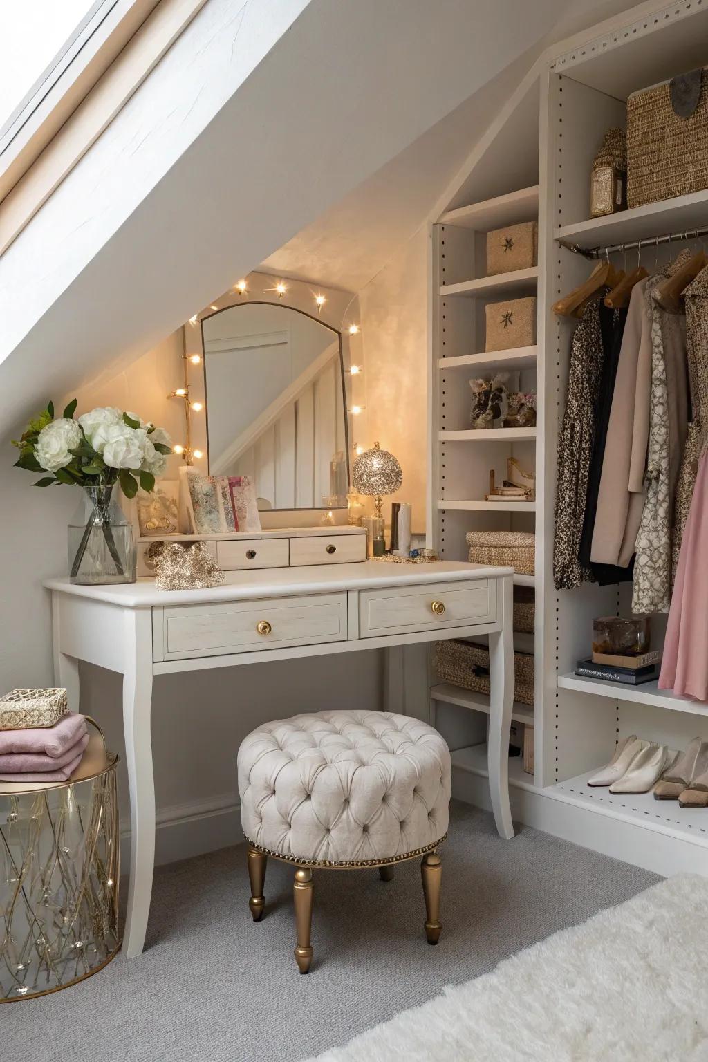 A vanity adds luxury and functionality to your closet.