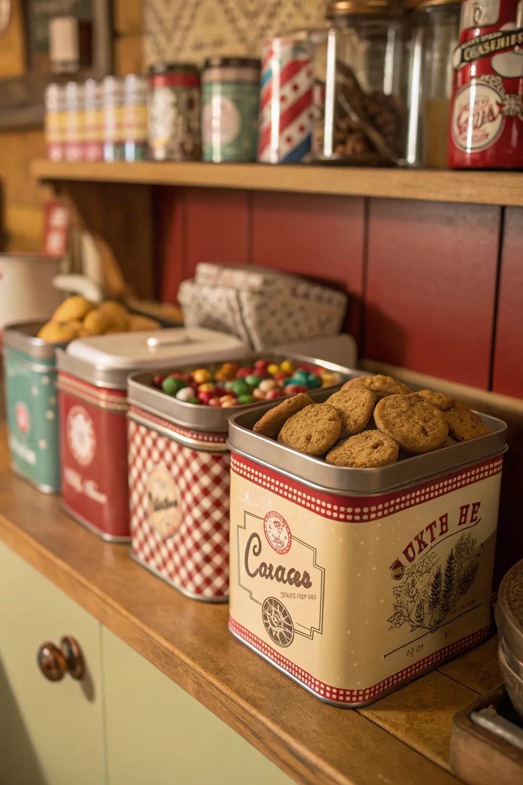 Upcycled tins offer a nostalgic and functional snack storage choice.