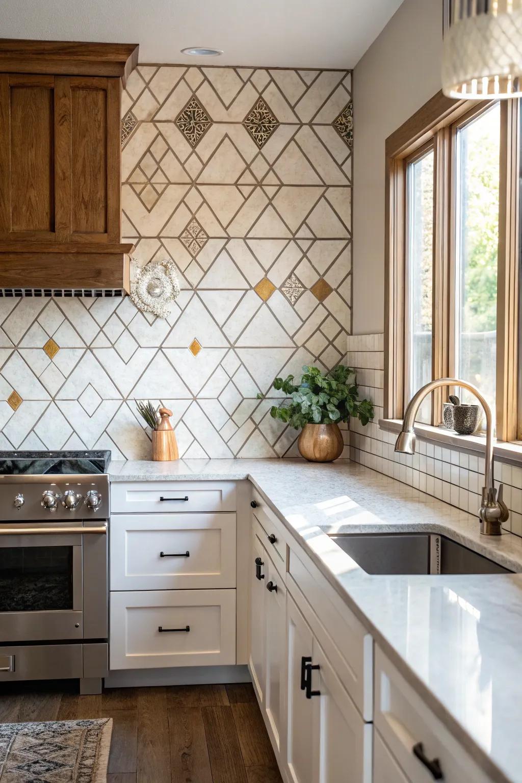 Diamond-shaped tiles add some shape and class.