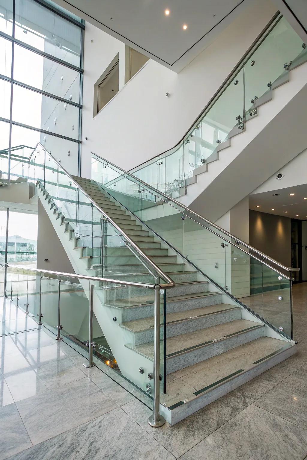 Make the space feel bigger by using sleek glass elements.