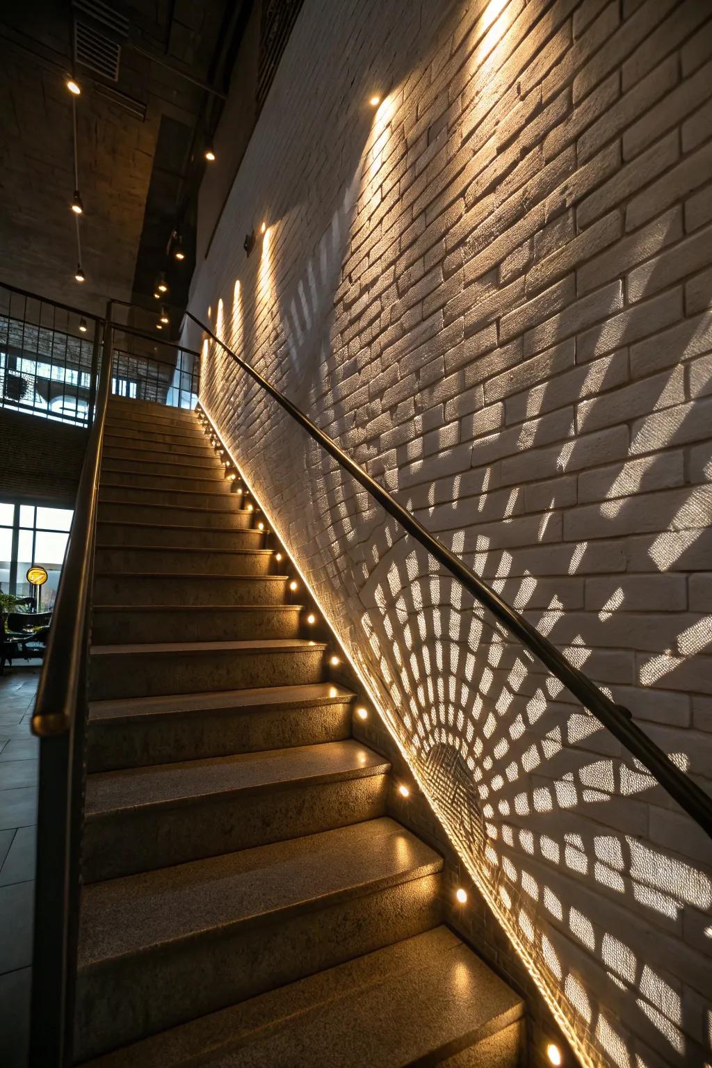 Creative illumination techniques have the ability to instill theatrical charm and intrigue into stairwell walls.