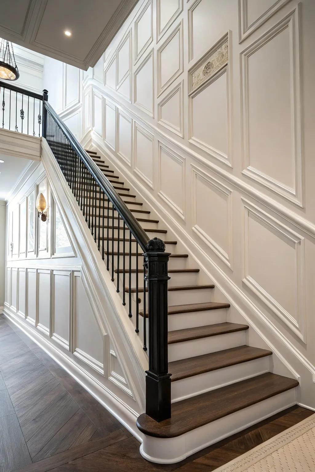 Straight lines add height and style to your staircase.