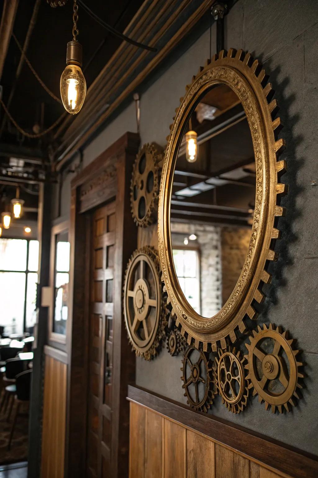 Steampunk mirrors enhance brightness and space using their ornate design.