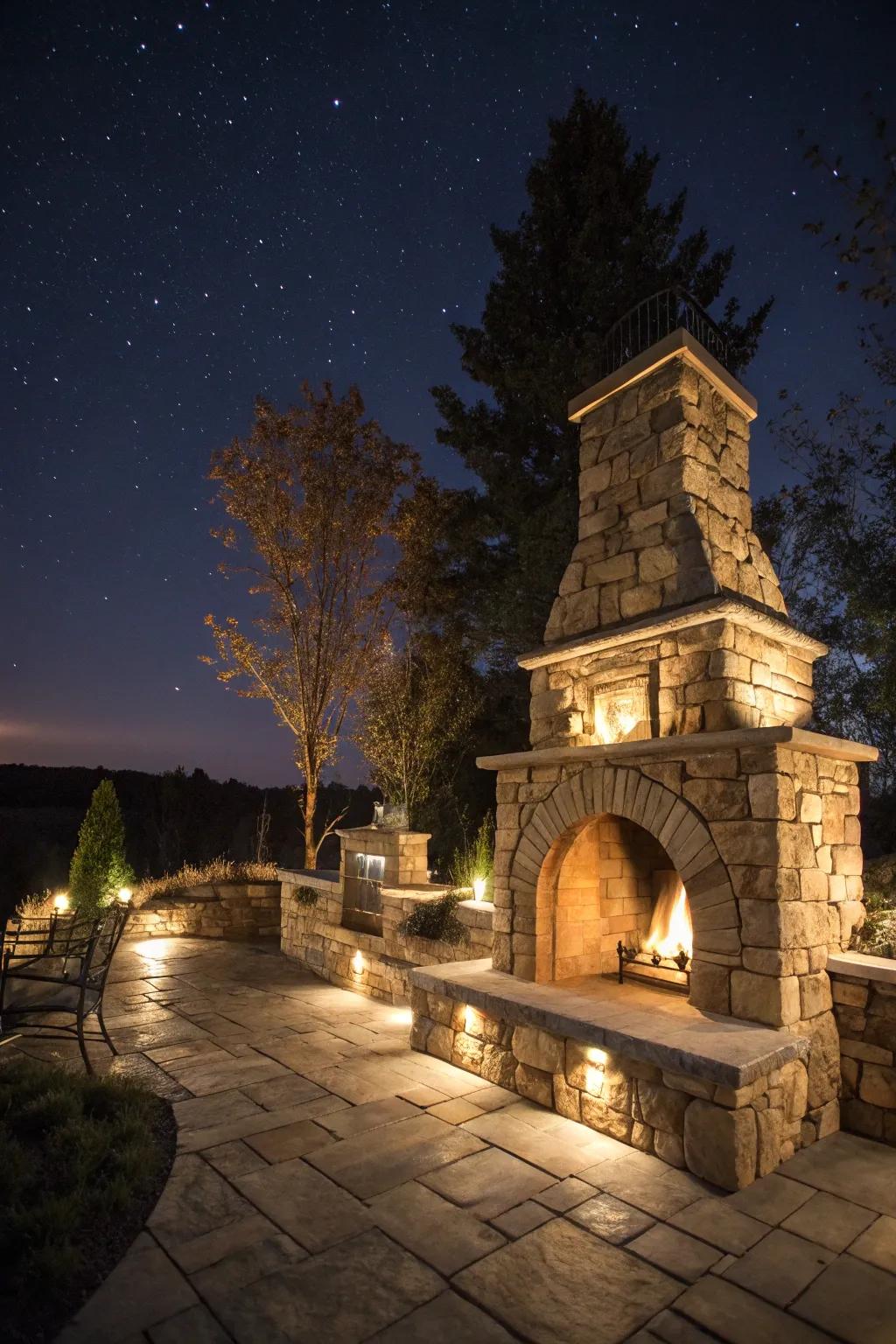 Illuminate your evenings thanks to integrated fireplace lighting.