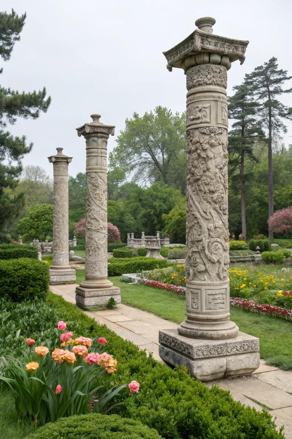 Add artistic elegance with sculpted rock columns.