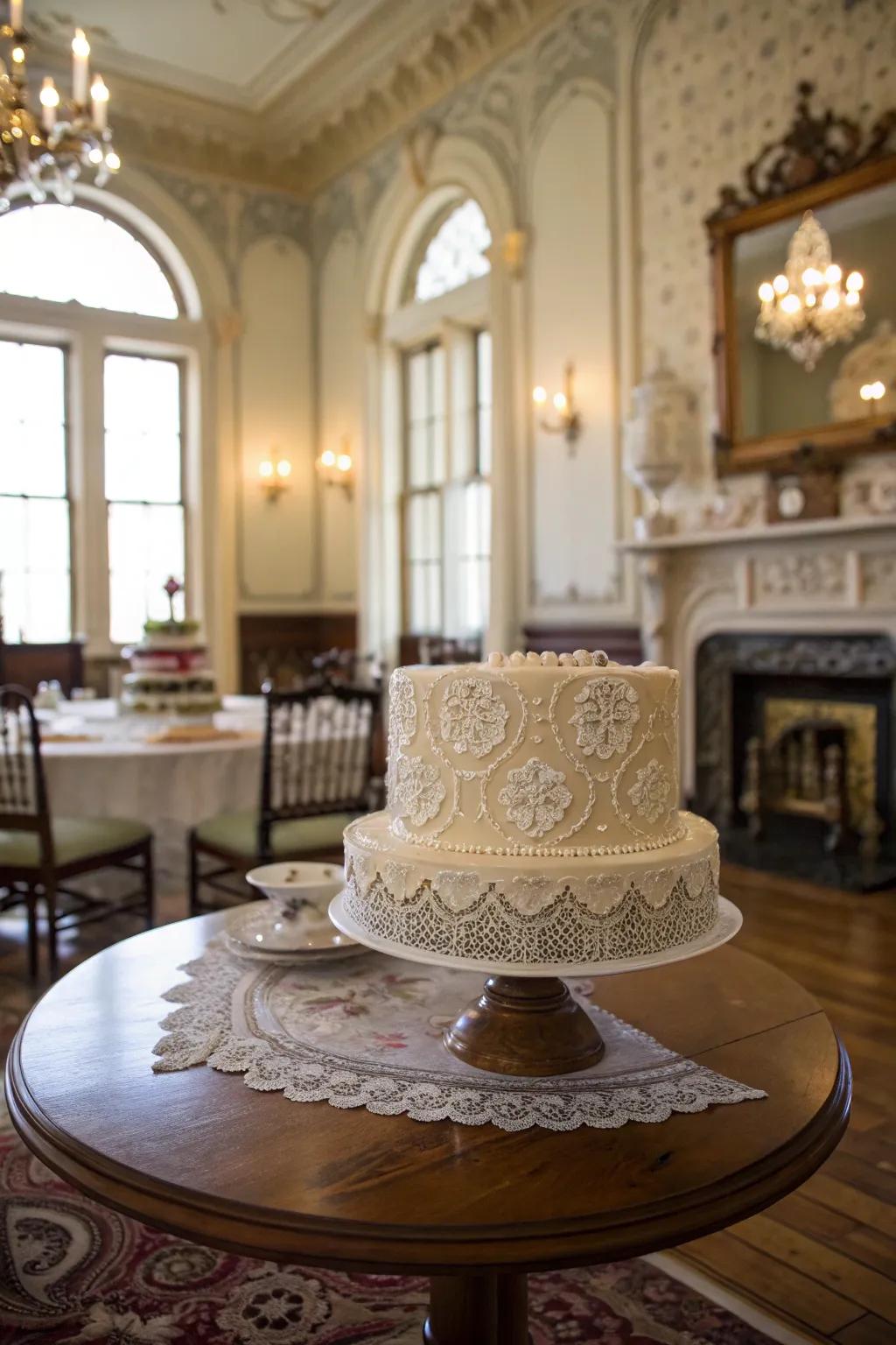 A heritage charms cake that conjures a sense of timeless allure and nostalgia.