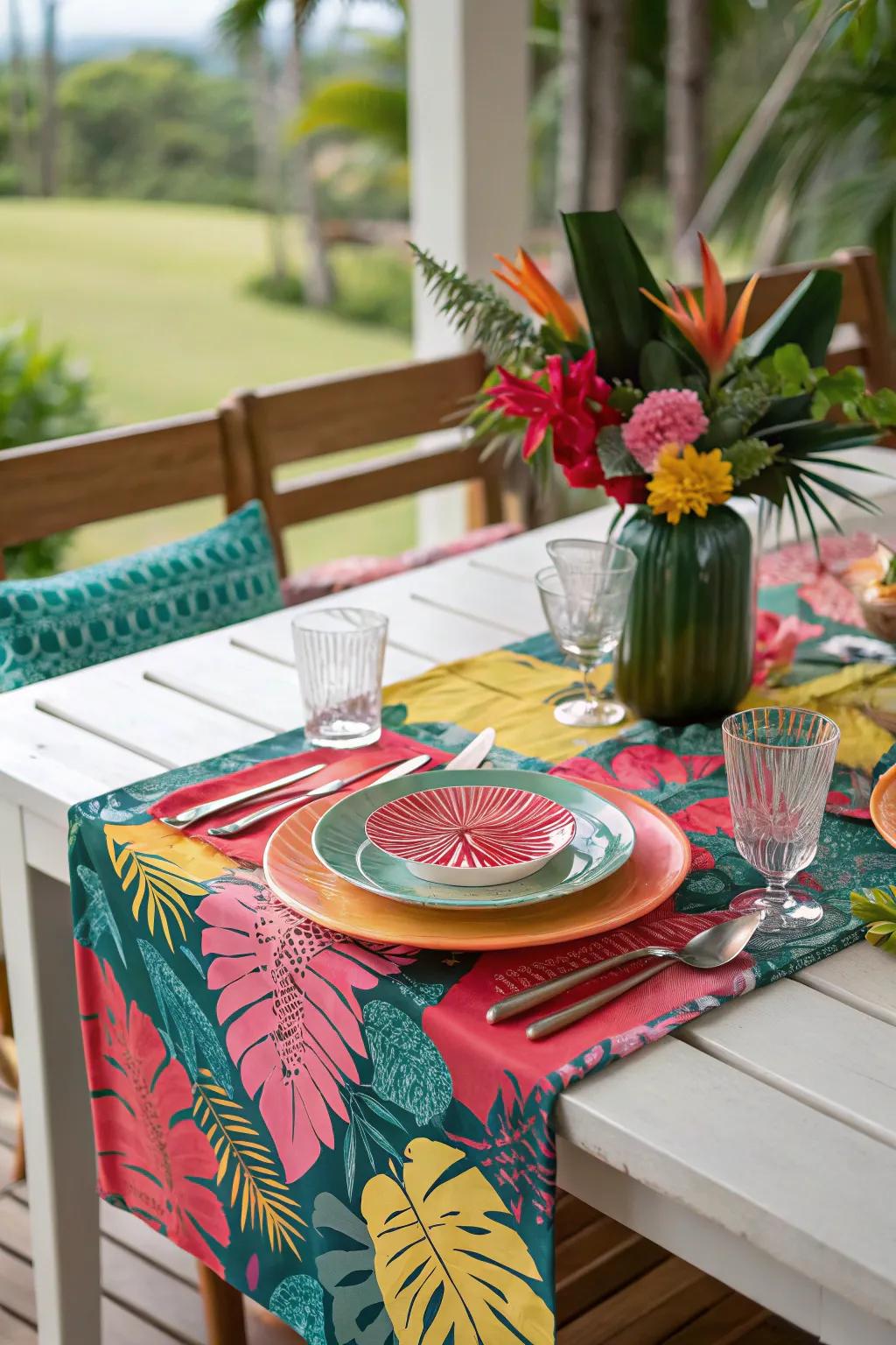 Isle table runner for a vibrant and lively dining experience.