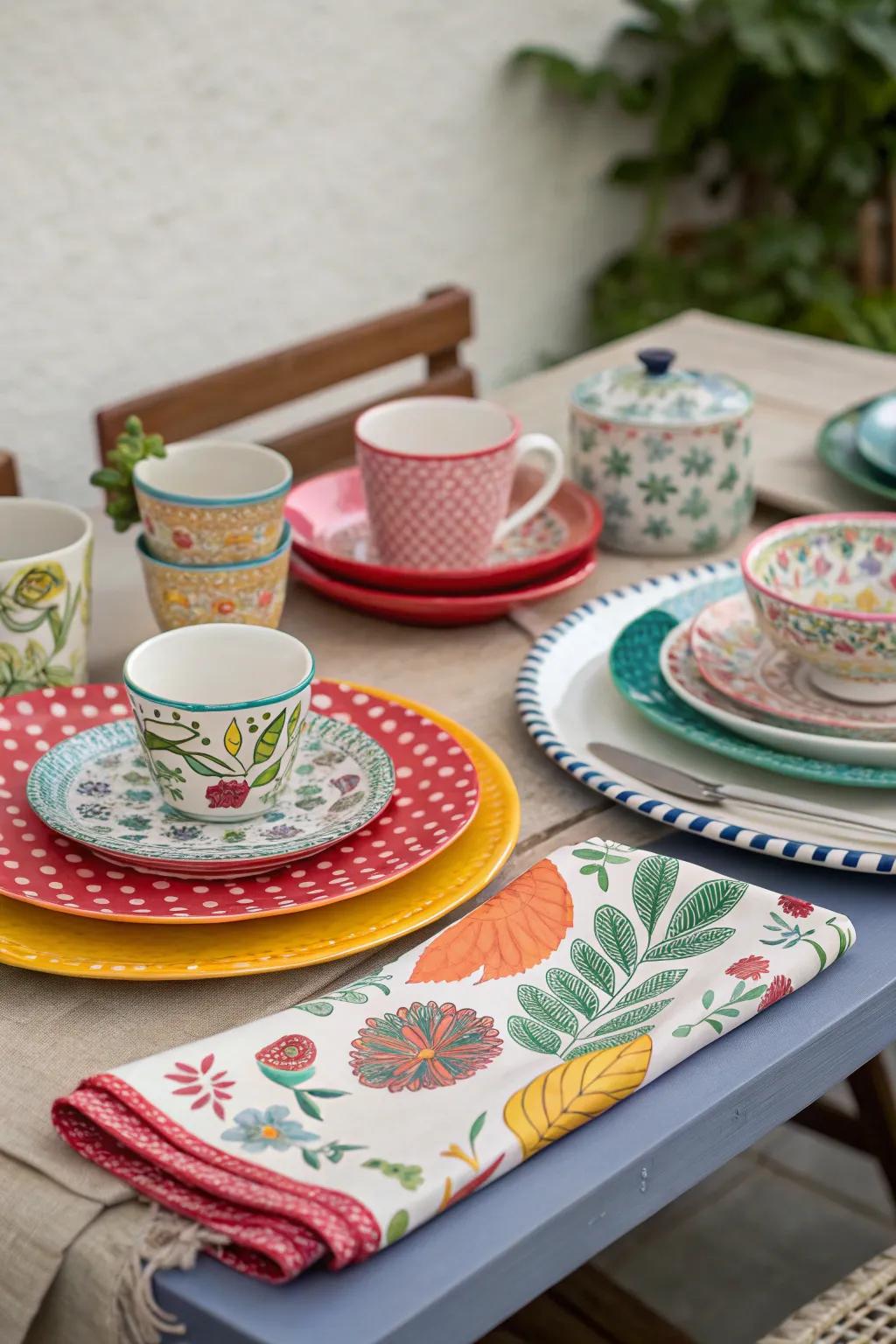 Blending patterns establishes visual interest and playfulness.