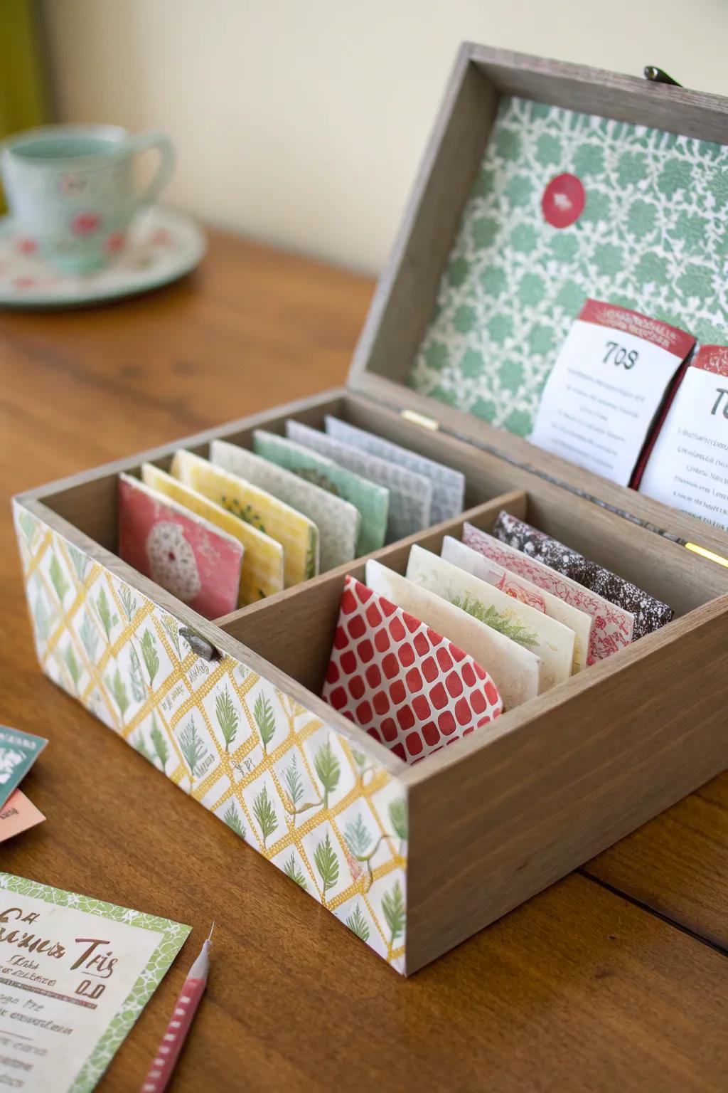 A DIY tea box with personalized design.