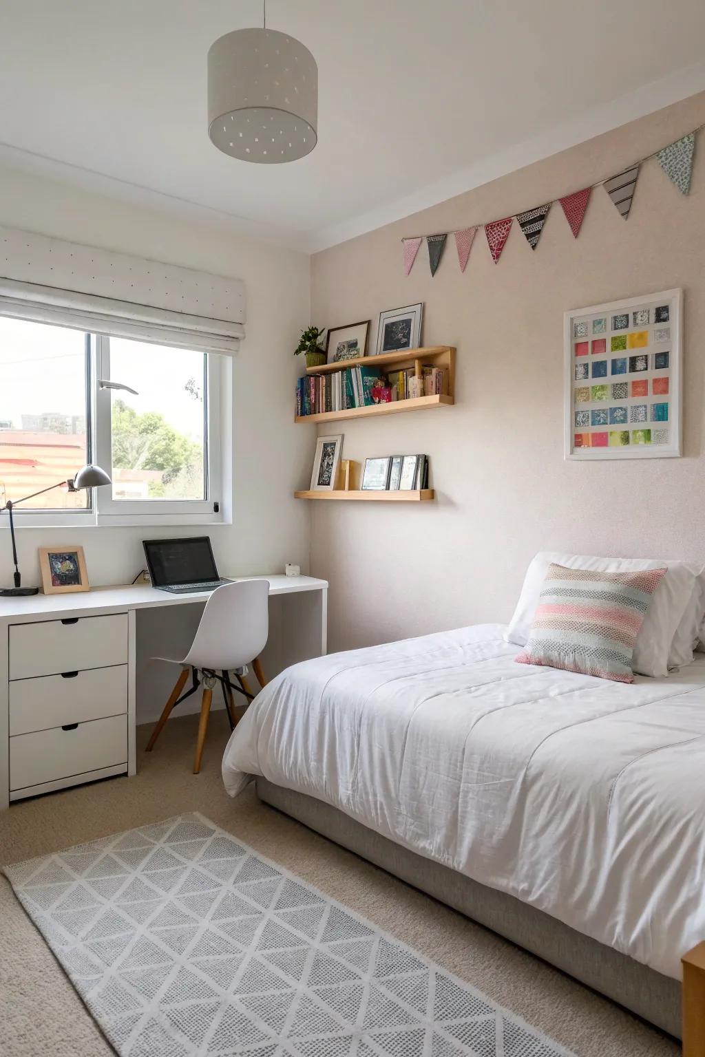 Minimalist design fashions a serene and unhampered environment.