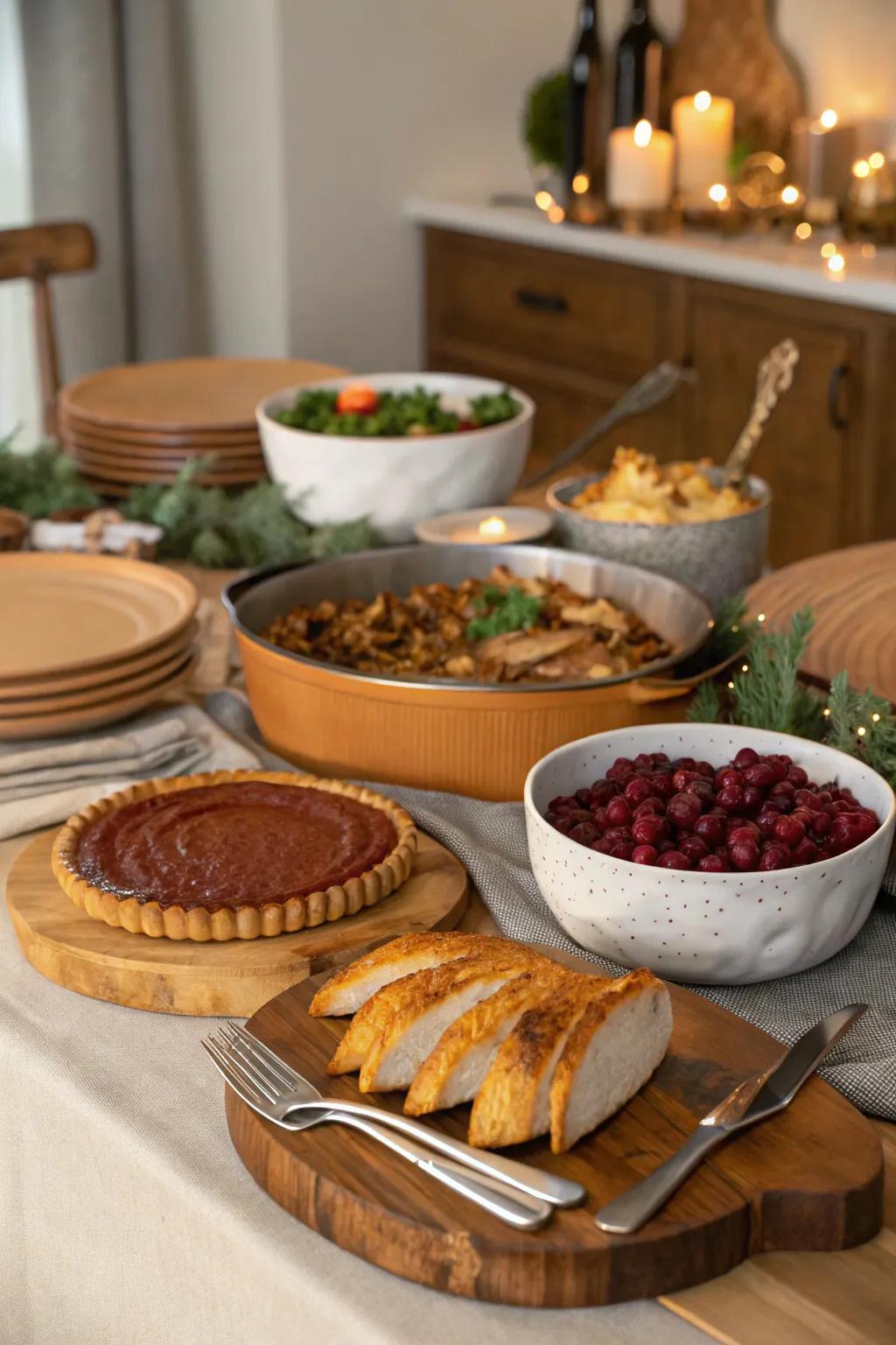 A mix of textures adds warmth and interest to the buffet.