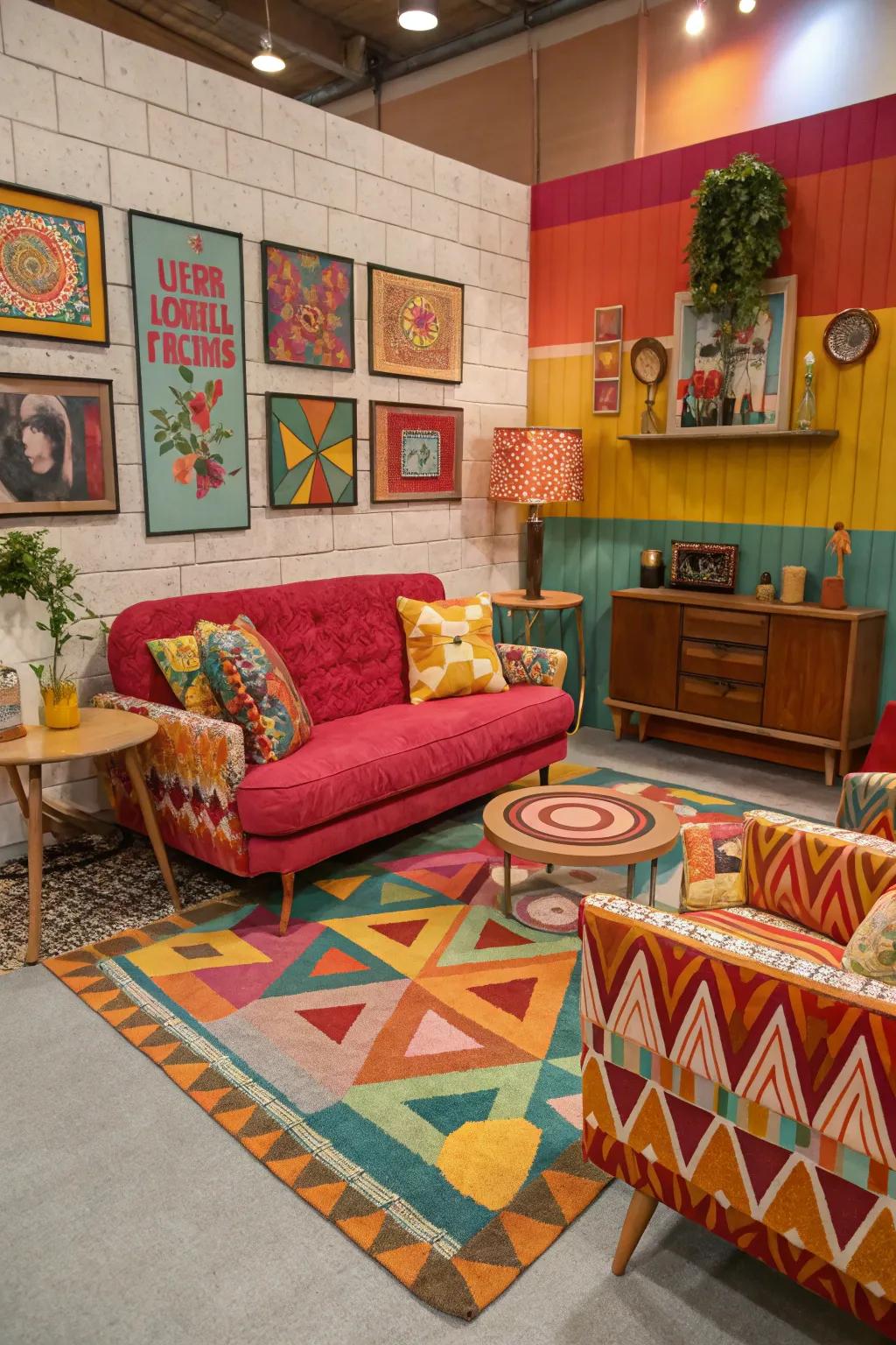 Revival of the past featuring vibrant colors and playful decor.