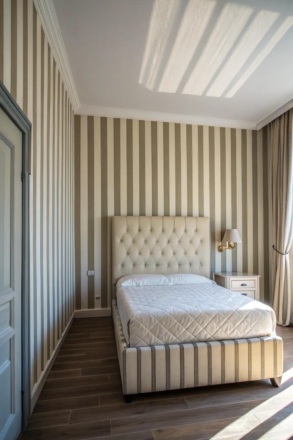 Vertical designs guide the eye upwards, enhancing room height.