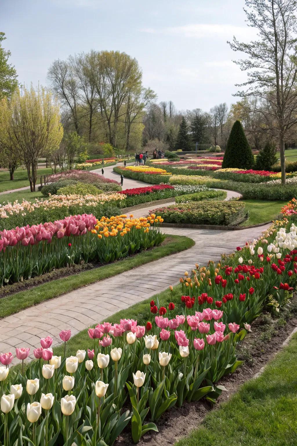 A garden surveying diverse tulip plans, each offering unique charm and style.