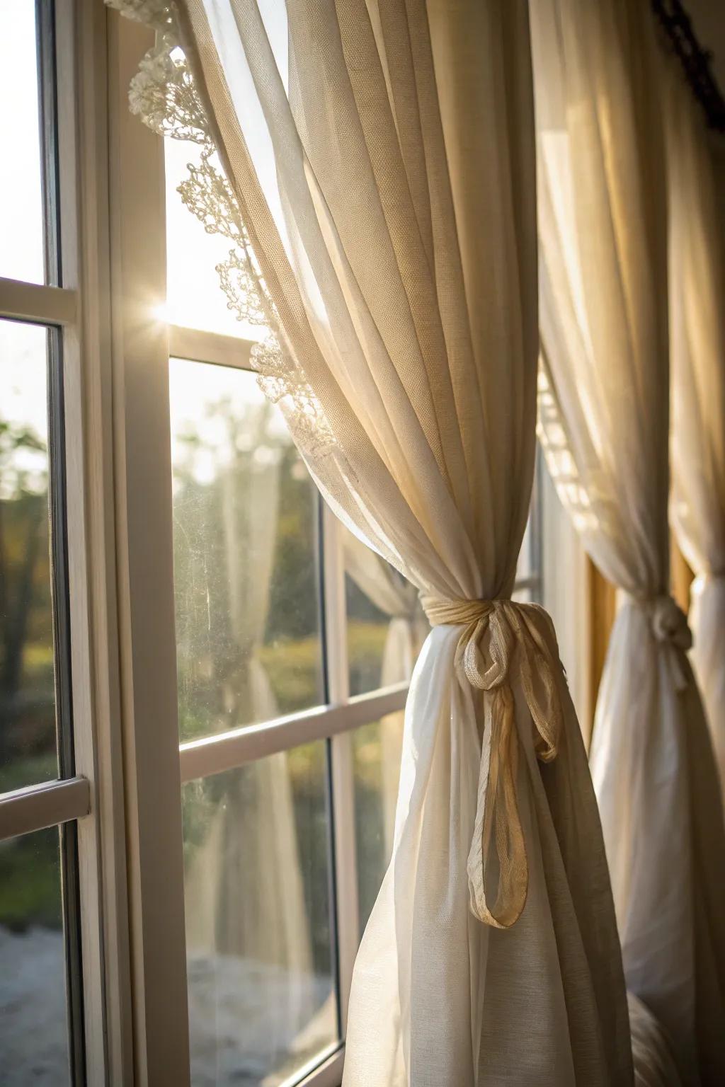 Infuse a touch of elegance using ethereal fabric drape ties.