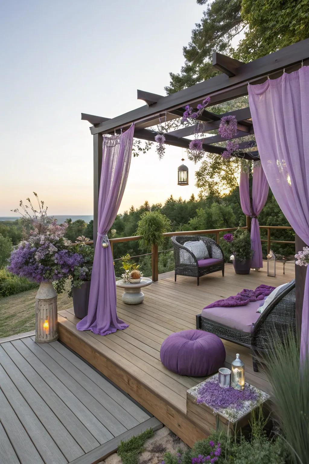 Deep violet and ash add a dramatic and sophisticated flair to your deck.