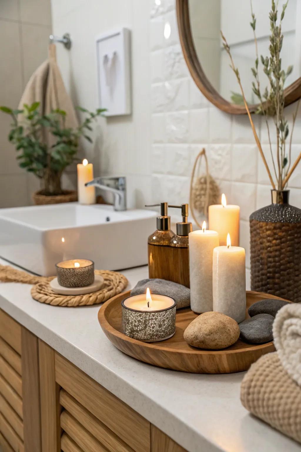 A serene washbasin designed to evoke a spa-style ambiance.