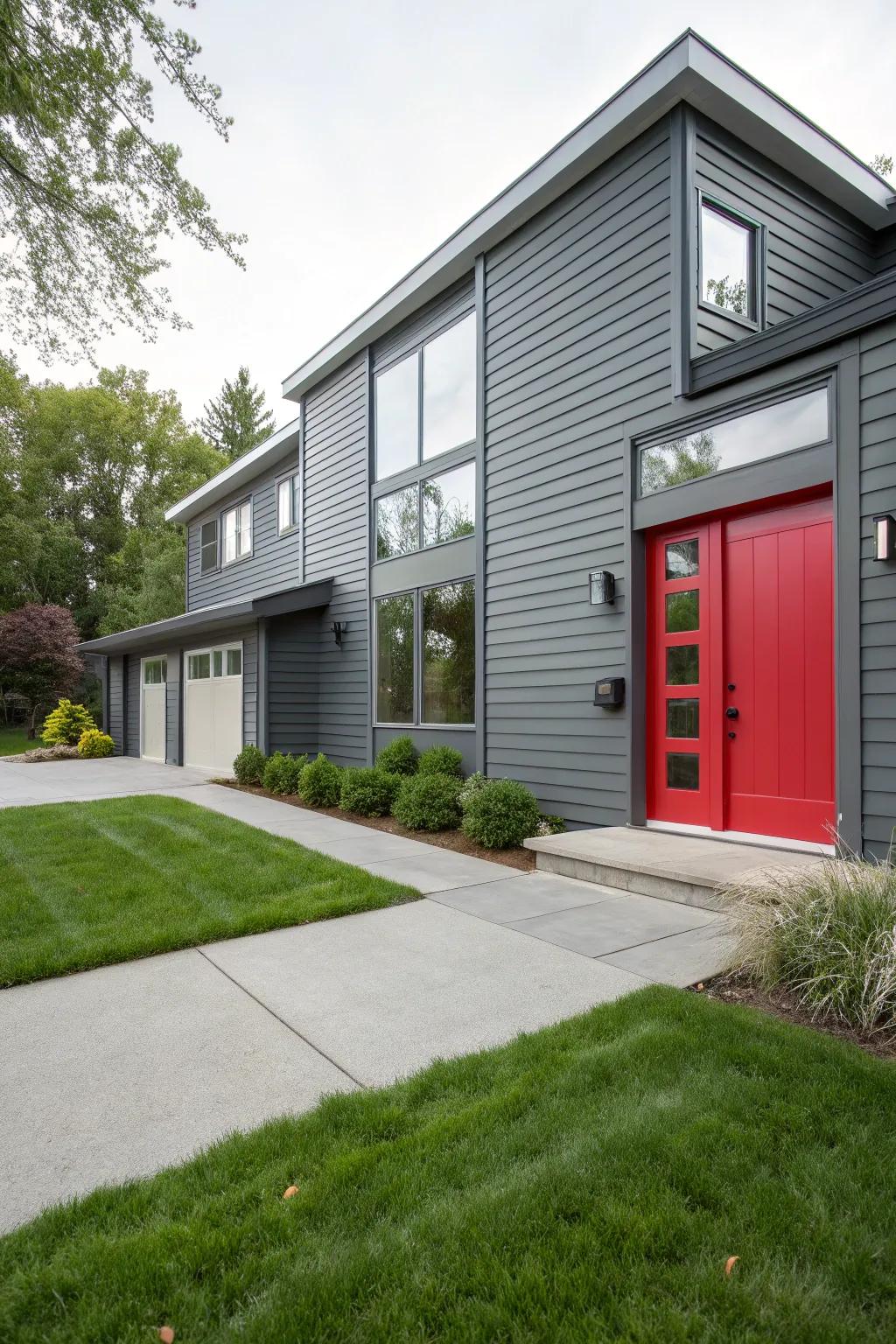 Cool gray siding offers a sleek and versatile look.