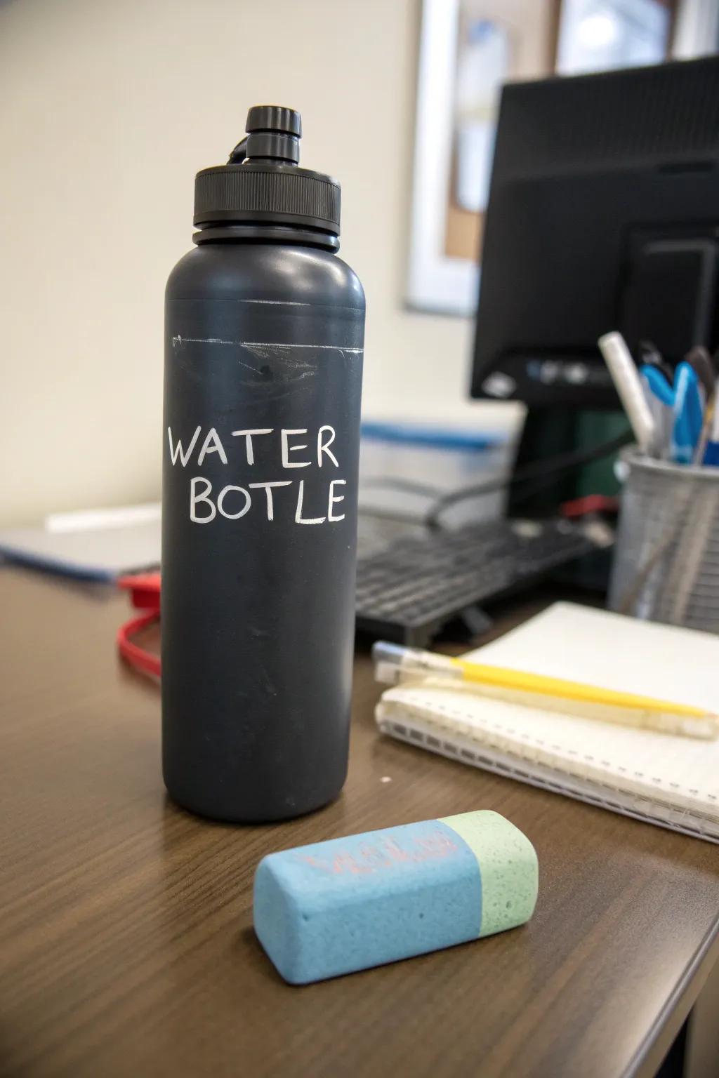 A touch of creativity with customized water bottle drawings.