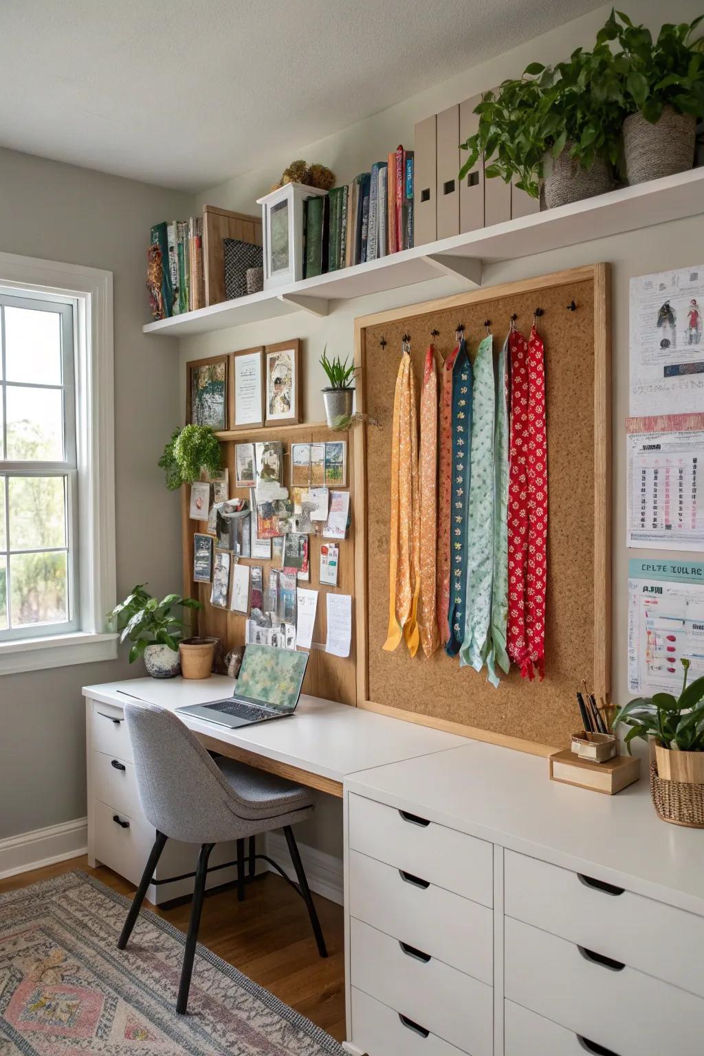 A cork board display that inspires creativity and flexibility.
