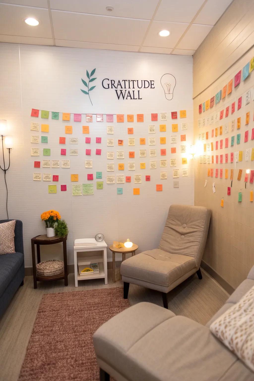 Grateful heart: A wall dedicated to thankfulness and positivity.