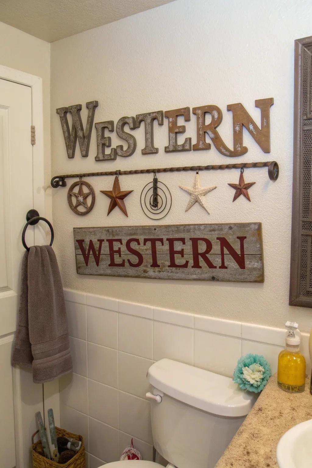 Western metal signs give charm and character.